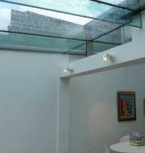 View of glass roof and structure