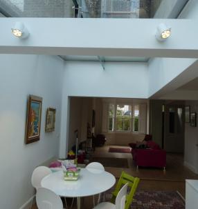 Internal view of dining area with glazed roof above