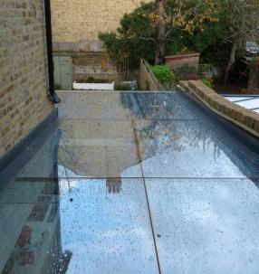 View of glass roof from above